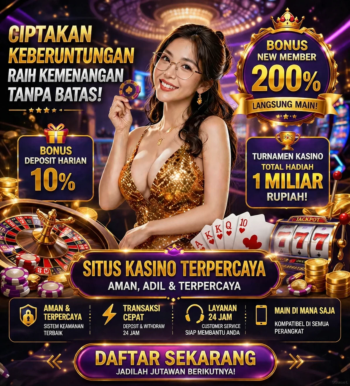 Tampilan antarmuka 99aset di Android